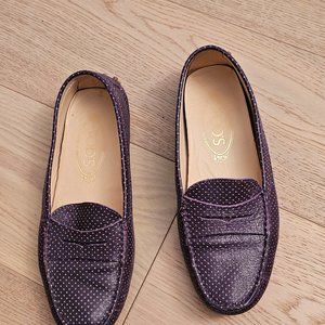 TOD'S WOMENS DRIVING PURPLE LOAFER SIZE 37